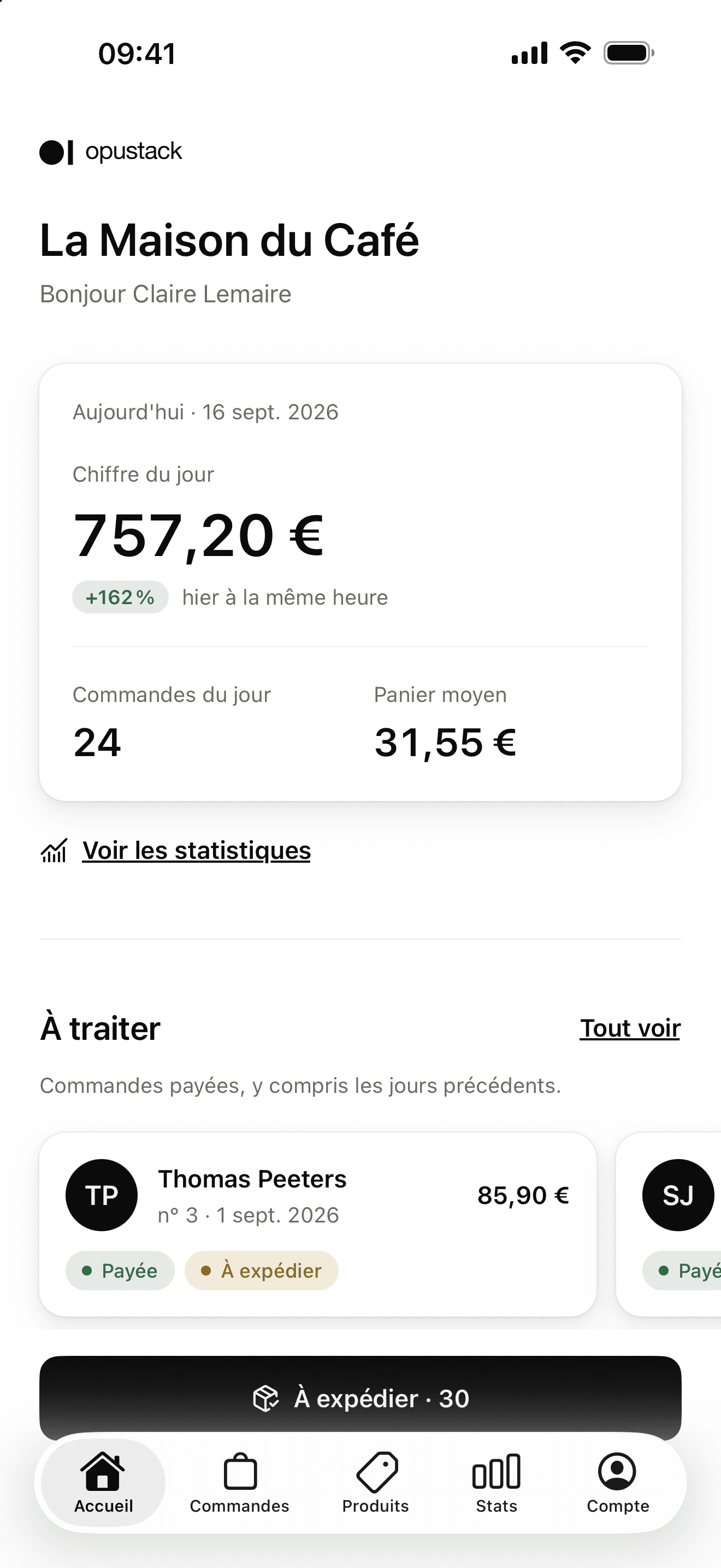 App Opustack - Accueil